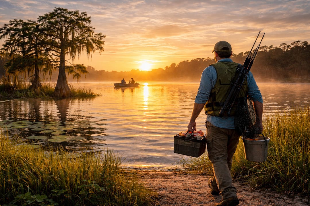 fisherman at lake
