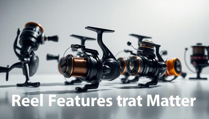 A striking still life showcasing an array of high-quality surf casting reels. In the foreground, the reels are displayed on a sleek, minimalist surface, their intricate mechanisms and precision-engineered components visible. The middle ground features a subtle, out-of-focus background, allowing the reels to take center stage. Soft, directional lighting from the left accentuates the reels' contours and textures, creating a sense of depth and dimension. The overall atmosphere is one of technical sophistication and the promise of long-distance casts, perfectly capturing the essence of "Reel Features that Matter" for serious anglers. A striking still life showcasing an array of high-quality surf casting reels. In the foreground, the reels are displayed on a sleek, minimalist surface, their intricate mechanisms and precision-engineered components visible. The middle ground features a subtle, out-of-focus background, allowing the reels to take center stage. Soft, directional lighting from the left accentuates the reels' contours and textures, creating a sense of depth and dimension. The overall atmosphere is one of technical sophistication and the promise of long-distance casts, perfectly capturing the essence of "Reel Features that Matter" for serious anglers.