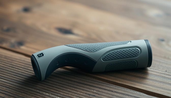 A sleek, ergonomic fishing grip lies on a wooden surface, its contoured design and soft, rubberized texture promising reduced hand fatigue during long angling sessions. Subtle textures and thoughtful curves suggest careful engineering, while muted tones of gray and black convey a modern, minimalist aesthetic. The grip is positioned in a slightly angled perspective, allowing the viewer to appreciate its form and function. Soft, directional lighting casts gentle shadows, highlighting the grip's thoughtful details and lending an air of professionalism and utility. The overall scene exudes a sense of thoughtful design and practical solutions for the avid angler. A sleek, ergonomic fishing grip lies on a wooden surface, its contoured design and soft, rubberized texture promising reduced hand fatigue during long angling sessions. Subtle textures and thoughtful curves suggest careful engineering, while muted tones of gray and black convey a modern, minimalist aesthetic. The grip is positioned in a slightly angled perspective, allowing the viewer to appreciate its form and function. Soft, directional lighting casts gentle shadows, highlighting the grip's thoughtful details and lending an air of professionalism and utility. The overall scene exudes a sense of thoughtful design and practical solutions for the avid angler.